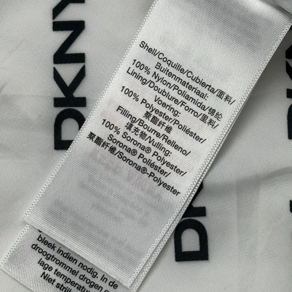 DKNY Sport Jacket Women Small White Puffer Quilt Sorona Full Zip Outdoors Winter